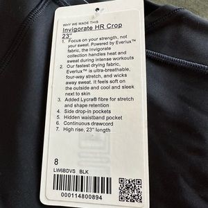Lululemon Invigorate leggings in cropped length 23” - brand new with tags!